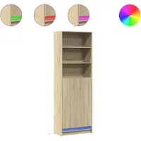 vidaXL Hoge kast met LED 69x32,5x200 cm bewerkt hout sonoma eikenkleur
