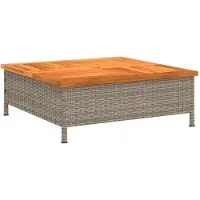 vidaXL Tuintafel 70x70x25 cm poly rattan en acaciahout grijs