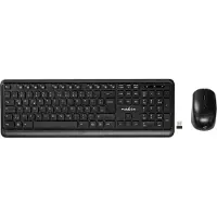 Nedis KBMCW100BKDE, Bekabeld en draadloos, RF draadloos + USB, Membraantoetsen, QWERTZ-indeling, Zwart, Inclusief muis