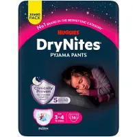 DryNites Huggies luierbroekjes - meisjes - 3 tot 4 jaar (12 - 21 kg) - 64 nachtbroekjes - voordeelverpakking