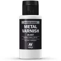 Vallejo Hobbyverf - 26657 Gloss Metal Varnish - Water Based (60 ml) Verf flesje - 60 ml
