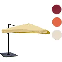Mendler Ampelscherm HWC-A96, zonnescherm voor de horeca, 3x3 meter (diameter 4,24 meter), polyester/alu, 23 kg. Kleur: crème met standaard, draaibaar