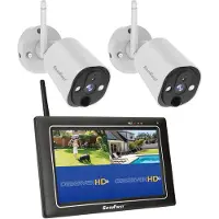 SecuFirst CWL401W/2 Draadloze 3 megapixel Beveiligingscamera met monitor - 7 inch touchscreen + 2 camera's - Wit - Gratis app