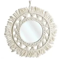 Home deco Factory Wandspiegel Boho/Ibiza - macrame - rond - D55cm