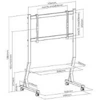 Art SD-22 Mobiele standaard + LCD/LED TV-beugel, verstelbaar van 45 tot 90 graden, draagvermogen 60 kg