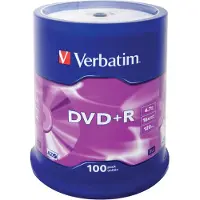 Verbatim DVD+R, tot 16-voudig, 4,7 GB/120 min, spindel met 100 stuks