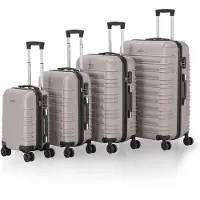 Juskys Trolley Reiskofferset / Kofferset Rome - 4-delig - Champagne - ABS