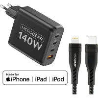 MOJOGEAR CHARGE+ 140 Watt oplader met USB-C naar Lightning kabel 1,5 meter | iPhone snellader