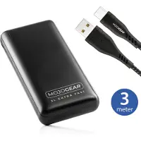 MOJOGEAR MINI XL 20.000 mAh EXTRA FAST powerbank met USB-C naar USB kabel Extra Sterk 3m
