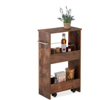 Relaxdays nichewagen met 3 niveaus, bruin-zilver