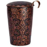 Eigenart Teaeve Mandala Ebony - Theebeker Zwart met Theefilter - 350ml - Dubbelwandig