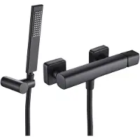 Laveo Tores - Douchekraan - Zwart - Inclusief Doucheset - Wandmontage