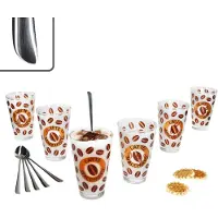 MamboCat 12-delige latte macchiato set - 6x CREMONA glazen oranje + 6x TWIST latte macchiato lepels - 0806137 & 747-480