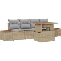 vidaXL Tuinbank Set 5 st Beige poly rattan
