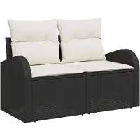 vidaXL Tuin Sofa met kussen Zwart 124 x 62 x 69cm poly rattan