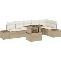 vidaXL Tuinbank Set 7 st Beige poly rattan