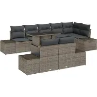 vidaXL Tuinset met 9 stukken, grijs, van polyrotan