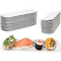 MamboCat Set van 24 PUR papieren borden klein langwerpig van wit porselein - 24302111