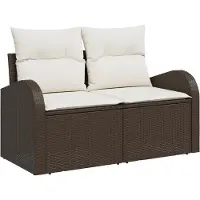 vidaXL Tuin Sofa met kussen Bruin 124 x 62 x 69cm poly rattan