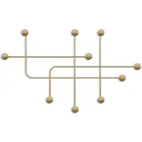 CALICOSY Kapstok voor aan de muur met 9 haken in goudkleurig metaal h64 cm samara