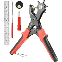 SolidStock Gaatjestang voor riem - met Meetlat - Ponstang - Revolvertang - Gatentang - Rood