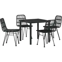 vidaXL Tuin Eettafel Set 5 st Zwart Gepoedercoat staal