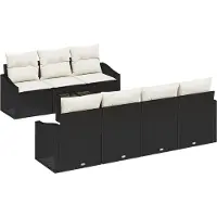 vidaXL Bankstel 8 st Zwart en Crème poly rattan