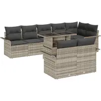vidaXL Tuinbank Set 9 st Lichtgrijs poly rattan