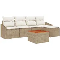vidaXL Tuinbank Set 6 st Beige en Crème poly rattan