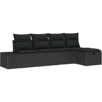 vidaXL Tuinset met 5 zitplaatsen, zwart, van polyrotan
