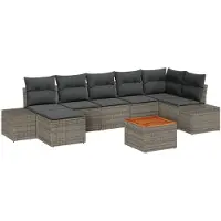 vidaXL Tuinbank Set 8 pcs Grijs