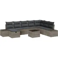 vidaXL Tuinbank Set 9 st Grijs poly rattan