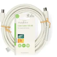 Ginza.se Coaxkabel | IEC (Coax) Male | IEC (Coax) Female | Vernikkeld | 120 dB | 75 Ohm | Viervoudig Afgeschermd | 5.00 m | Rond | PVC | Wit | Label
