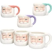 MamboCat Set van 6 koffiebekers met kerstman 3x wit, 1x roze, 1x mint & 1x paars - 23105540 & 23105546