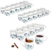 MamboCat Set van 36 glühwein mokken in wit met kleurrijk kerstlandschap 0,2L gekalibreerd