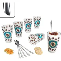 MamboCat 12-delige latte macchiato set - 6x CREMONA glazen blauw + 6x TWIST latte macchiato lepels - 0806236 & 747-480