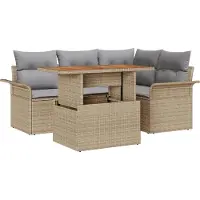 vidaXL Tuinbank Set 5 st beige en lichtgrijs