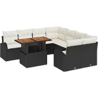 vidaXL Tuinbank Set 9 st Zwart en crème