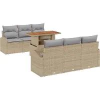 vidaXL Tuinbank Set 7 st Beige en Lichtgrijs 100 x 55 x 73 cm