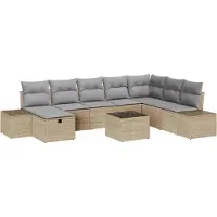vidaXL Tuinbank Set 9 st Beige poly rattan