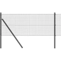 vidaXL gelast draadhek met grondbevestiging 50 x 0,8 m Grijs Mesh