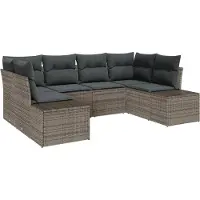 vidaXL Tuinbank Set 6 st 6-Aantal zitplaatsen Grijs Poly rattan