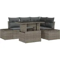 vidaXL Tuinset met 5 zitplaatsen, grijs, polyrotan