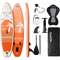 SUPPER Sup Board XL - Max. 220KG - Opblaasbaar – Paddle Board – Waterdicht Telefoonhoesje – Pomp – Vin – Leash – Draagtas – 335 x 81 cm - Oranje