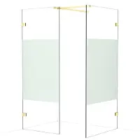 Maxaro Diamond Inloopdouche | 100x80 cm Lichtgoud Helder met matte strook 2 vaste wanden