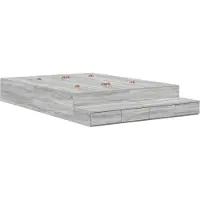 vidaXL Opbergbedframe met lade Grijs Sonoma 135 cm Bewerkt hout