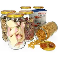 MamboCat Set van 6 ronde potten 1062 ml Carino To 82 deksel met honingraat incl. Diamant Gelierzauber receptenboekje