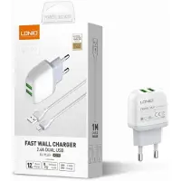 LDNIO Originele oplader - USB-A naar Micro usb - 17W - 3-poorts USB Wit met snellaadfunctie