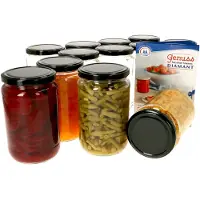 MamboCat Set van 12 ronde potten 720 ml To 82 zwart deksel incl. Diamant Gelierzauber receptenboekje