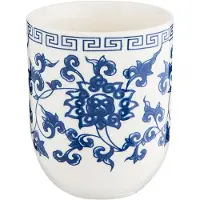 Clayre & Eef Mok set van 6 stuks 100 ml Blauw Porselein Rond Bloemen Theemok